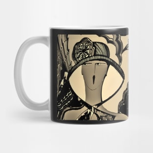 sepia art deco summer hat Mug